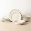 imageStone Lain Oasis 12Piece Dinnerware Set Stoneware Dishwasher and Microwave Safe Plates and Bowls Set Dish Set for 4 Grey BlueWhite