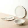 imageStone Lain Oasis 12Piece Dinnerware Set Stoneware Dishwasher and Microwave Safe Plates and Bowls Set Dish Set for 4 Grey BlueWhite