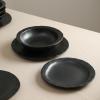 imageStone Lain Oasis 12Piece Dinnerware Set Stoneware Dishwasher and Microwave Safe Plates and Bowls Set Dish Set for 4 Grey BlueWhite