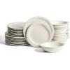 imageStone Lain Oasis 12Piece Dinnerware Set Stoneware Dishwasher and Microwave Safe Plates and Bowls Set Dish Set for 4 Grey BlueWhite