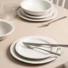 imageStone Lain Oasis 12Piece Dinnerware Set Stoneware Dishwasher and Microwave Safe Plates and Bowls Set Dish Set for 4 Grey BlueWhite