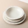 imageStone Lain Oasis 12Piece Dinnerware Set Stoneware Dishwasher and Microwave Safe Plates and Bowls Set Dish Set for 4 Grey BlueWhite