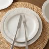 imageStone Lain Oasis 12Piece Dinnerware Set Stoneware Dishwasher and Microwave Safe Plates and Bowls Set Dish Set for 4 Grey BlueWhite