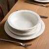 imageStone Lain Oasis 12Piece Dinnerware Set Stoneware Dishwasher and Microwave Safe Plates and Bowls Set Dish Set for 4 Grey BlueWhite