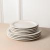 imageStone Lain Oasis 12Piece Dinnerware Set Stoneware Dishwasher and Microwave Safe Plates and Bowls Set Dish Set for 4 Grey BlueWhite