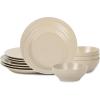 imageStone Lain Orbit 4Piece Pasta Bowl Set Stoneware BeigeBeige