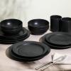 imageStone Lain Orbit 4Piece Pasta Bowl Set Stoneware BeigeCharcoal