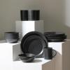 imageStone Lain Orbit 4Piece Pasta Bowl Set Stoneware BeigeCharcoal