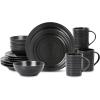 imageStone Lain Orbit 4Piece Pasta Bowl Set Stoneware BeigeCharcoal