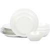 imageStone Lain Orbit 4Piece Pasta Bowl Set Stoneware BeigeWhite