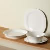 imageStone Lain Quadro 4Piece Dinner Plate Set Porcelain White