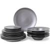 imageStone Lain Valencia Porcelain 16Piece Round Dinnerware Set Metallic GreyMetallic Gray