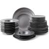 imageStone Lain Valencia Porcelain 16Piece Round Dinnerware Set Metallic GreyMetallic Gray