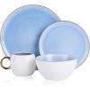 imageStone lain Luna Porcelain Dinnerware Set 16Piece  Service for 4 MintBlue