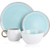 imageStone lain Luna Porcelain Dinnerware Set 16Piece  Service for 4 MintMint