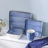 imageStone Lain Esmeralda Porcelain Dinnerware Set Service for 8 32 Pieces Square Green Brushed DesignBlue