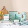 imageStone Lain Esmeralda Porcelain Dinnerware Set Service for 8 32 Pieces Square Green Brushed DesignLight Green