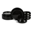imageStone Lain Lagoon 24Piece Dinnerware Set Stoneware Plates and Bowls set Microwave and Dishwasher Safe Dish Set for 8 GreenBlack