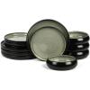imageStone Lain Lagoon 24Piece Dinnerware Set Stoneware Plates and Bowls set Microwave and Dishwasher Safe Dish Set for 8 GreenGreen