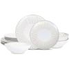 imageStone Lain Linea 12Piece Dinnerware Set Stoneware WhiteWhite