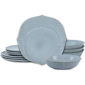 imageStone Lain Baskerville 12Piece Dinnerware Set Stoneware GreenLight Blue