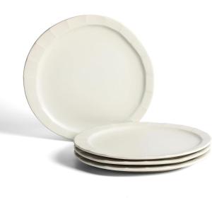 imageStone Lain Oasis 12Piece Dinnerware Set Stoneware Dishwasher and Microwave Safe Plates and Bowls Set Dish Set for 4 Grey BlueWhite