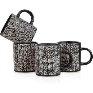 imageStone Lain Stoneware Dish Set 4 Mugs Tom  OliveSophie  Brown and Black