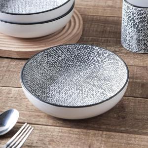 imageStone Lain Stoneware Dish Set 4 Mugs Tom  OliveSophie  White and Black