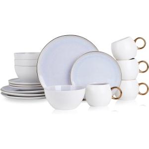 imageStone lain Luna Porcelain Dinnerware Set 16Piece  Service for 4 MintLavender