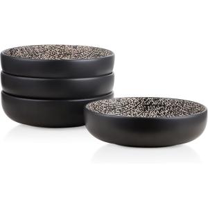 imageStone Lain Stoneware Dish Set 4 Bowls Sophie  Brown and Black