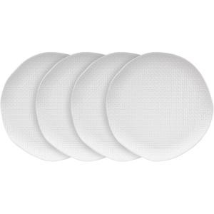 imageStone lain Weave Stoneware Dish Set 4 Dinner Plates Abigael  WhiteAbigael  White
