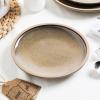 imageStone Lain Stoneware Dish Set Set of 4  Salad Plates Blue and GrayGreen and Beige