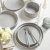 imageStone Lain Haven Stoneware 12Piece Dinnerware Set Grey  Plates and Bowls Sets for 4 Elegant Dish Set Includes Dinner Plates Salad Plates Cereal Bowls Microwave ampamp Dishwasher SafeGray