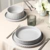 imageStone Lain Haven Stoneware 12Piece Dinnerware Set Plates and Bowls Sets for 4 Elegant Dish Set Includes Dinner Plates Salad Plates Cereal Bowls Microwave ampamp Dishwasher Safe BeigeGray