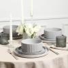 imageStone Lain Haven Stoneware 12Piece Dinnerware Set Plates and Bowls Sets for 4 Elegant Dish Set Includes Dinner Plates Salad Plates Cereal Bowls Microwave ampamp Dishwasher Safe BeigeGray