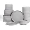 imageStone Lain Haven Stoneware 12Piece Dinnerware Set Plates and Bowls Sets for 4 Elegant Dish Set Includes Dinner Plates Salad Plates Cereal Bowls Microwave ampamp Dishwasher Safe BeigeGray