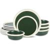 imageStone Lain Capri 12Piece Dinnerware Set Stoneware WhiteGreen