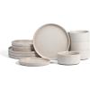 imageStone Lain Haven Stoneware 12Piece Dinnerware Set Grey  Plates and Bowls Sets for 4 Elegant Dish Set Includes Dinner Plates Salad Plates Cereal Bowls Microwave ampamp Dishwasher SafeBeige
