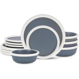 imageStone Lain Capri 12Piece Dinnerware Set Stoneware WhiteGray
