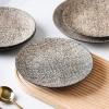 imageStone Lain Stoneware Dish Set Set of 4  Salad Plates BrownBlackBrownBlack