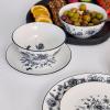 imageStone Lain Esme 12Piece Dinnerware Set Porcelain Plates and Bowls Set Dish Set for 4 Microwave and Dishwasher Safe GreenBlack
