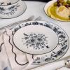 imageStone Lain Esme 12Piece Dinnerware Set Porcelain Plates and Bowls Set Dish Set for 4 Microwave and Dishwasher Safe GreenBlack