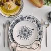 imageStone Lain Esme 12Piece Dinnerware Set Porcelain Plates and Bowls Set Dish Set for 4 Microwave and Dishwasher Safe GreenBlack