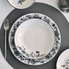 imageStone Lain Esme 12Piece Dinnerware Set Porcelain Plates and Bowls Set Dish Set for 4 Microwave and Dishwasher Safe GreenBlack