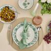 imageStone Lain Esme 12Piece Dinnerware Set Porcelain Plates and Bowls Set Dish Set for 4 Microwave and Dishwasher Safe GreenGreen
