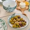 imageStone Lain Esme 12Piece Dinnerware Set Porcelain Plates and Bowls Set Dish Set for 4 Microwave and Dishwasher Safe GreenGreen