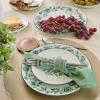 imageStone Lain Esme 12Piece Dinnerware Set Porcelain Plates and Bowls Set Dish Set for 4 Microwave and Dishwasher Safe GreenGreen