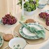 imageStone Lain Esme 12Piece Dinnerware Set Porcelain Plates and Bowls Set Dish Set for 4 Microwave and Dishwasher Safe GreenGreen