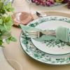 imageStone Lain Esme 12Piece Dinnerware Set Porcelain Plates and Bowls Set Dish Set for 4 Microwave and Dishwasher Safe GreenGreen