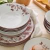 imageStone Lain Esme 12Piece Dinnerware Set Porcelain Plates and Bowls Set Dish Set for 4 Microwave and Dishwasher Safe GreenRed